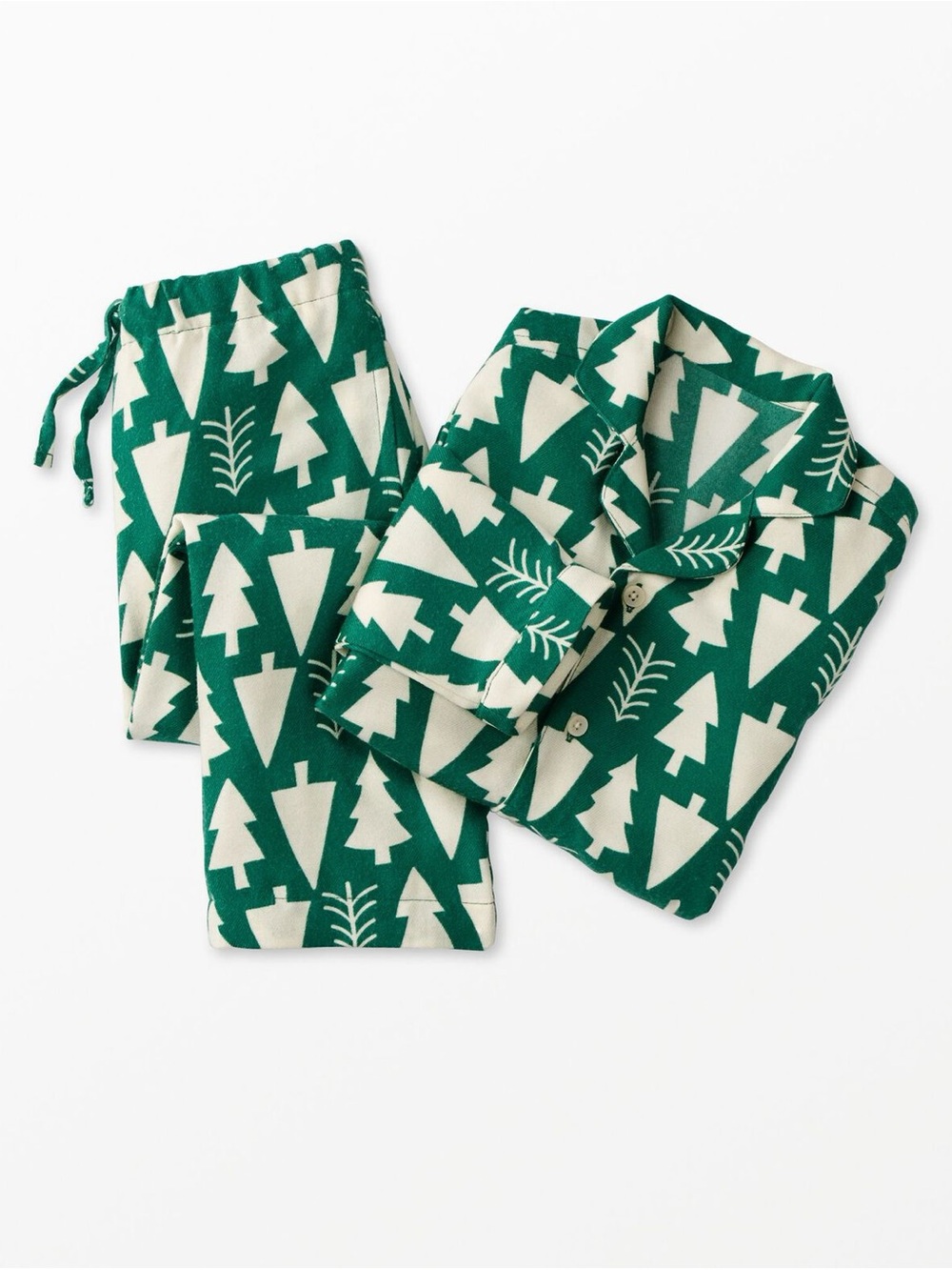 Hannah Andersson Green Tree-Print Pajama Set